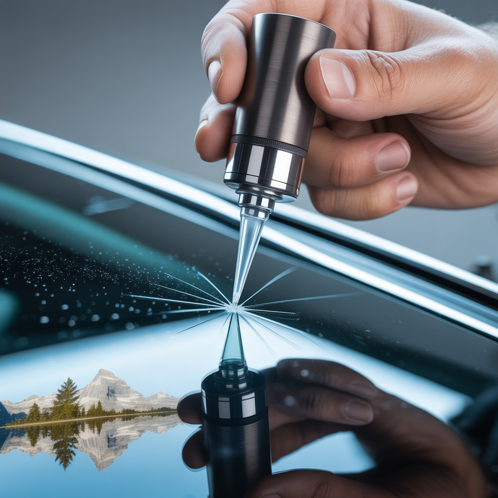 Injection de résine dans un impact de pare-brise